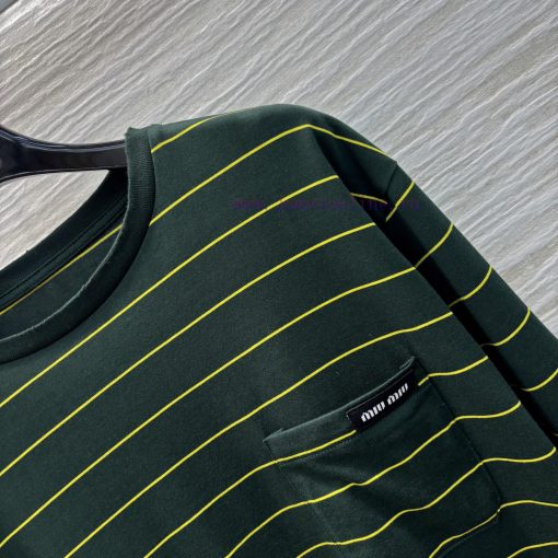 CT75569 Miu Miu 25 Early Spring New Item Green Striped Long Sleeved T-shirt Is A Must-have For tafg4nzc - Image 5