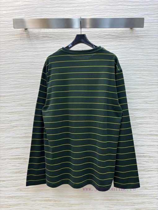 CT75569 Miu Miu 25 Early Spring New Item Green Striped Long Sleeved T-shirt Is A Must-have For tafg4nzc - Image 9