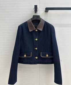 Hot Selling Recommendation: BW75572 Original Blue Denim Jacket With Protein Leather Splicing An 20vhr23i