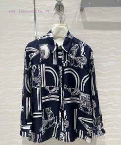 ️ AC70285 Chain Printed Silk Shirt Fully Positioned 100% Silk Twill Texture Superb Temperament d6foc6c8