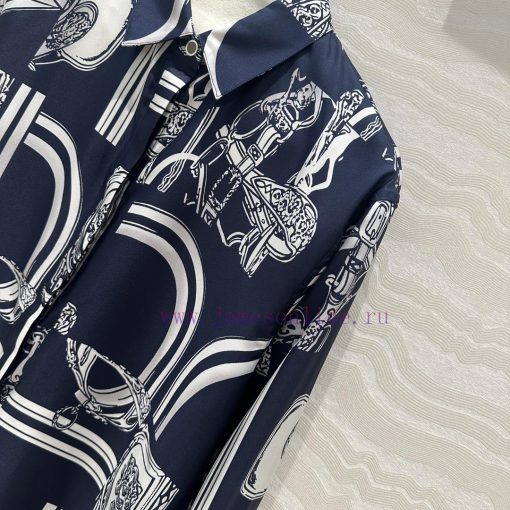 ️ AC70285 Chain Printed Silk Shirt Fully Positioned 100% Silk Twill Texture Superb Temperament d6foc6c8 - Image 5