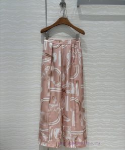 AK69607 Chain Printed Silk Straight Leg Wide Leg Pants With 100% Silk Twill Texture Superb Temp yjcftqea