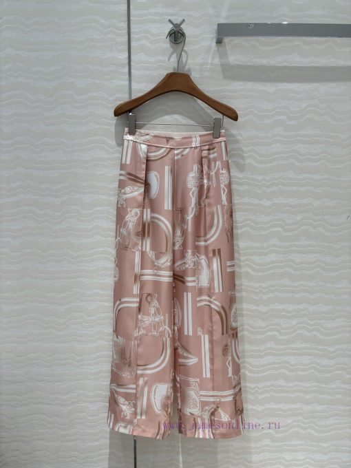 AK69607 Chain Printed Silk Straight Leg Wide Leg Pants With 100% Silk Twill Texture Superb Temp yjcftqea