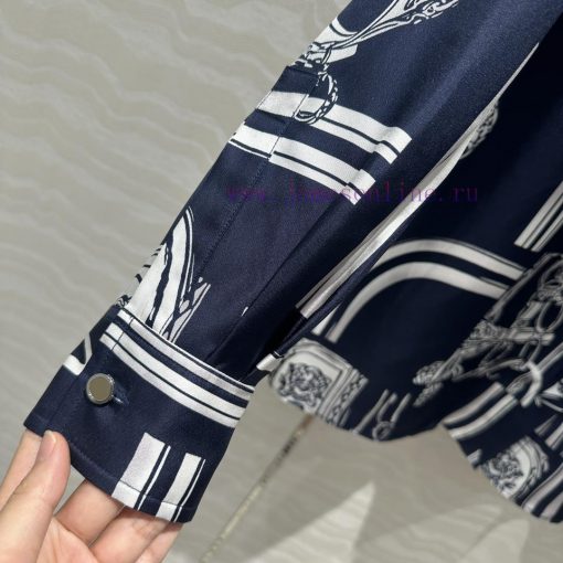️ AC70285 Chain Printed Silk Shirt Fully Positioned 100% Silk Twill Texture Superb Temperament d6foc6c8 - Image 8