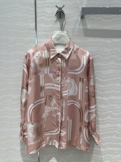 ️ AC70285 Chain Printed Silk Shirt Fully Positioned 100% Silk Twill Texture Superb Temperament caw5lr7a - Image 2
