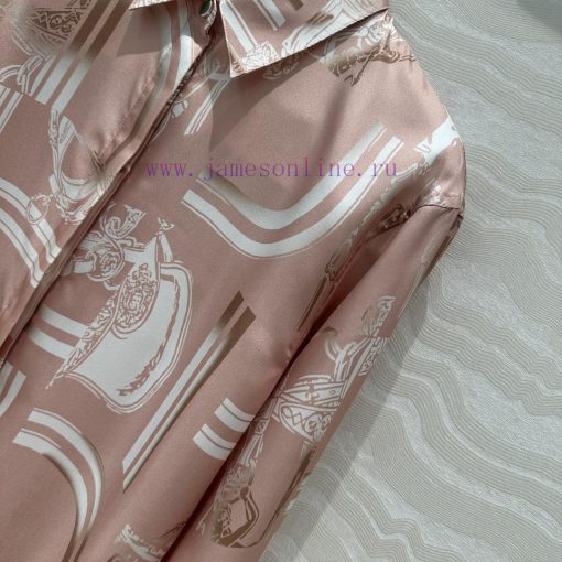 ️ AC70285 Chain Printed Silk Shirt Fully Positioned 100% Silk Twill Texture Superb Temperament caw5lr7a - Image 4