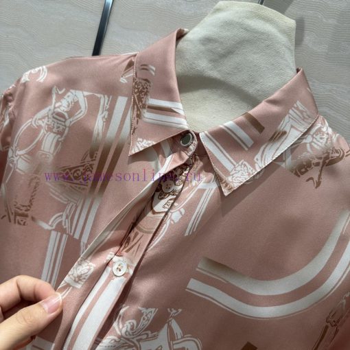 ️ AC70285 Chain Printed Silk Shirt Fully Positioned 100% Silk Twill Texture Superb Temperament caw5lr7a - Image 7