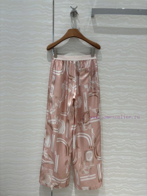 AK69607 Chain Printed Silk Straight Leg Wide Leg Pants With 100% Silk Twill Texture Superb Temp yjcftqea - Image 10