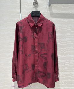 ️ AC70853 H Bordeaux Red Chain ️ Rope Printed Silk Shirt With 100% Silk Twill Texture Superb Te 8cxjllmh