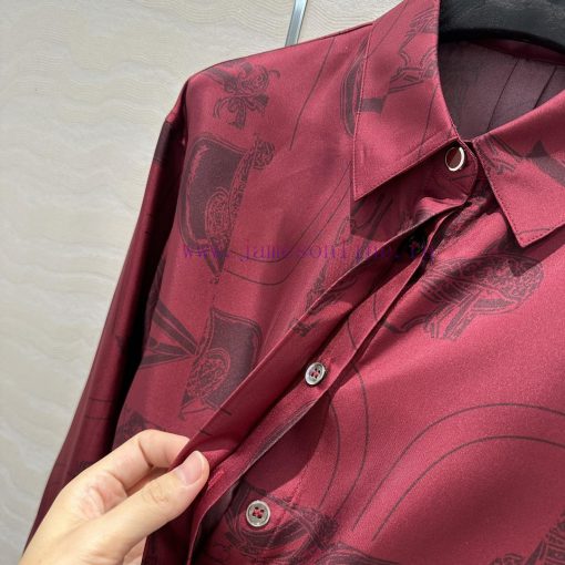 ️ AC70853 H Bordeaux Red Chain ️ Rope Printed Silk Shirt With 100% Silk Twill Texture Superb Te 8cxjllmh - Image 6