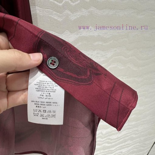 ️ AC70853 H Bordeaux Red Chain ️ Rope Printed Silk Shirt With 100% Silk Twill Texture Superb Te 8cxjllmh - Image 9