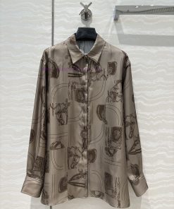 AC69820 H Ebony Chain Printed Silk Shirt With Rope Printing 100% Silk Twill Texture Superb Temp kawq9ss1