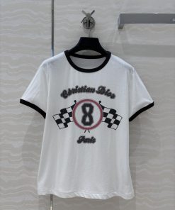 AT75580 Miss Dior 25 Spring/Summer New Product Color Contrasting Edge No.8 T-shirt Imported Hig 3pkt1j6p