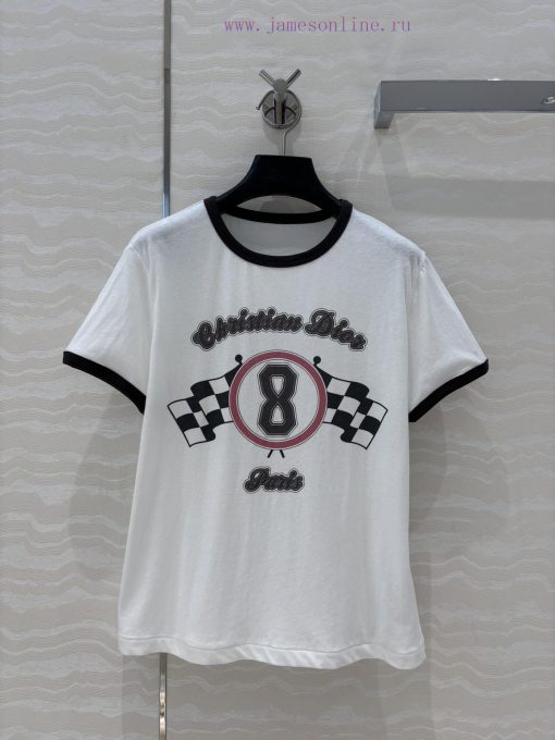 AT75580 Miss Dior 25 Spring/Summer New Product Color Contrasting Edge No.8 T-shirt Imported Hig 3pkt1j6p