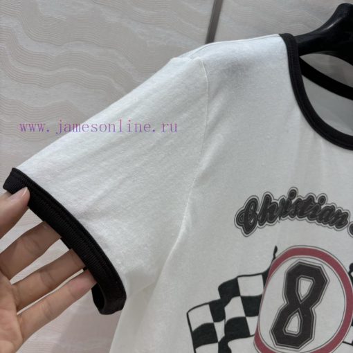 AT75580 Miss Dior 25 Spring/Summer New Product Color Contrasting Edge No.8 T-shirt Imported Hig 3pkt1j6p - Image 4
