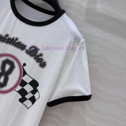 AT75580 Miss Dior 25 Spring/Summer New Product Color Contrasting Edge No.8 T-shirt Imported Hig 3pkt1j6p - Image 5