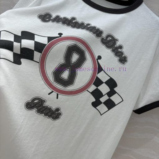 AT75580 Miss Dior 25 Spring/Summer New Product Color Contrasting Edge No.8 T-shirt Imported Hig 3pkt1j6p - Image 6