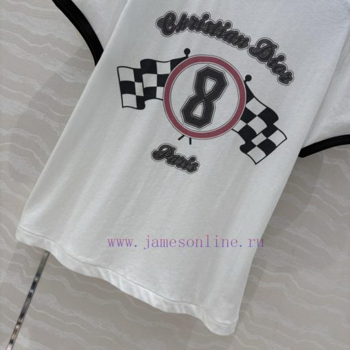 AT75580 Miss Dior 25 Spring/Summer New Product Color Contrasting Edge No.8 T-shirt Imported Hig 3pkt1j6p - Image 7