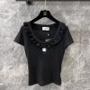 ZT60 Chanel 25Ss Early Spring New Round Neck Ear Edge Slimming Knitted Short Sleeve Top | Produ wbhzz8nq