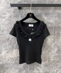 ZT60 Chanel 25Ss Early Spring New Round Neck Ear Edge Slimming Knitted Short Sleeve Top | Produ wbhzz8nq