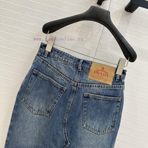 BB75526 Prada 25 Early Spring New Product Functional Style Cowboy Long Half Skirt High Street T zqrkqedc - Image 9
