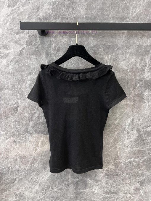 ZT60 Chanel 25Ss Early Spring New Round Neck Ear Edge Slimming Knitted Short Sleeve Top | Produ wbhzz8nq - Image 3