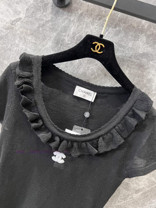 ZT60 Chanel 25Ss Early Spring New Round Neck Ear Edge Slimming Knitted Short Sleeve Top | Produ wbhzz8nq - Image 4