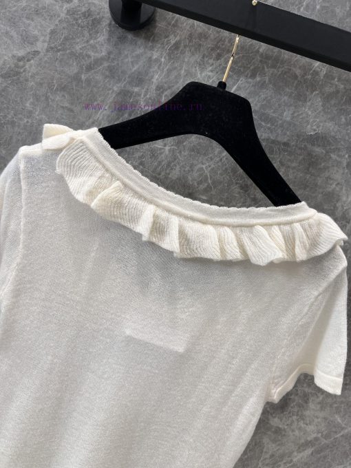 ZT60 Chanel 25Ss Early Spring New Round Neck Ear Edge Slimming Knitted Short Sleeve Top | Produ 52h1muf8 - Image 5