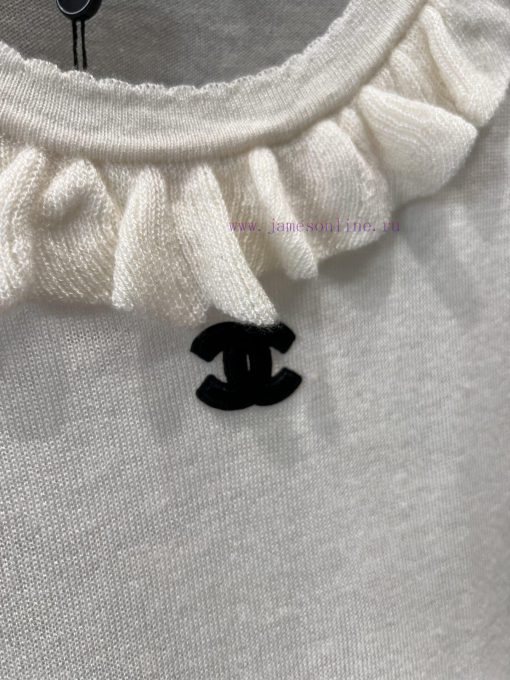 ZT60 Chanel 25Ss Early Spring New Round Neck Ear Edge Slimming Knitted Short Sleeve Top | Produ 52h1muf8 - Image 6