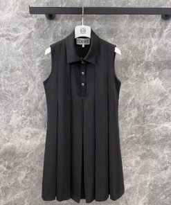 ZL60239 Loewe 25Ss Early Spring New Black Minimalist Style Polo Neck Sleeveless Dress 丨 Produce 06v23te2