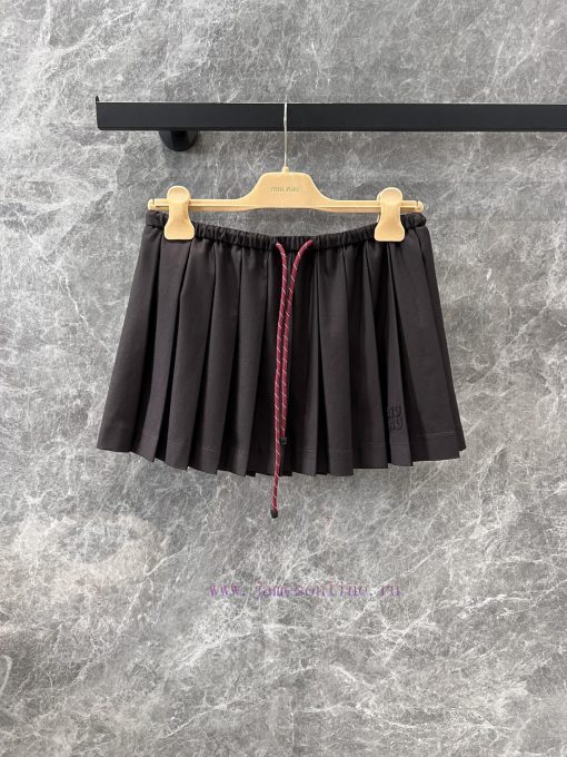 ZB60251 Mium * U 25Ss Early Spring New College Style Drawstring Waist Pleated Short Skirt | Yb le76kdou - Image 2