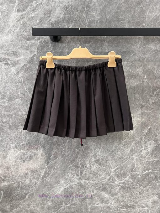 ZB60251 Mium * U 25Ss Early Spring New College Style Drawstring Waist Pleated Short Skirt | Yb le76kdou - Image 3