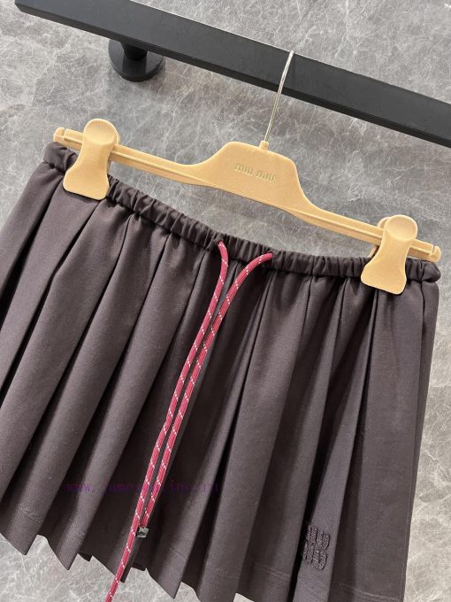 ZB60251 Mium * U 25Ss Early Spring New College Style Drawstring Waist Pleated Short Skirt | Yb le76kdou - Image 4
