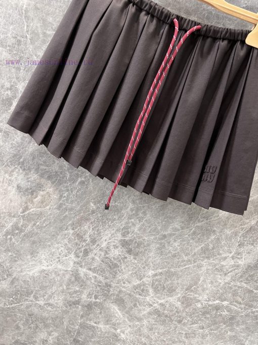 ZB60251 Mium * U 25Ss Early Spring New College Style Drawstring Waist Pleated Short Skirt | Yb le76kdou - Image 6