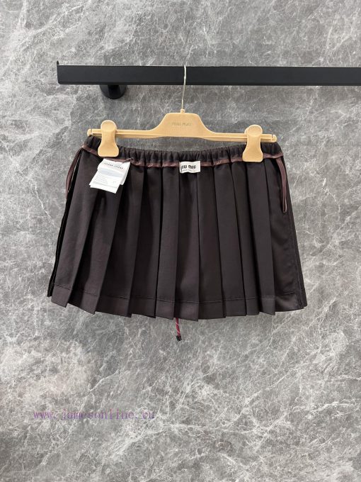 ZB60251 Mium * U 25Ss Early Spring New College Style Drawstring Waist Pleated Short Skirt | Yb le76kdou - Image 9
