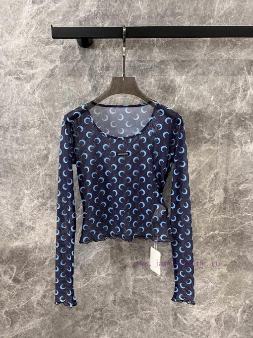 ZT60255 Marine Se * Re 25Ss Early Spring New Moon Print Long Sleeved Base Pullover | The Moon E jg1ed4z3 - Image 2