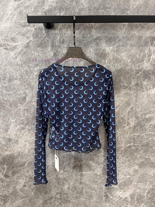 ZT60255 Marine Se * Re 25Ss Early Spring New Moon Print Long Sleeved Base Pullover | The Moon E jg1ed4z3 - Image 3