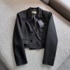 ZW60260 Saint Laurent 25Ss Early Spring New Black Wool Classic Lapel Casual Short Suit Jacket C cfgao98a