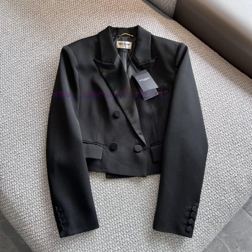 ZW60260 Saint Laurent 25Ss Early Spring New Black Wool Classic Lapel Casual Short Suit Jacket C cfgao98a - Image 2