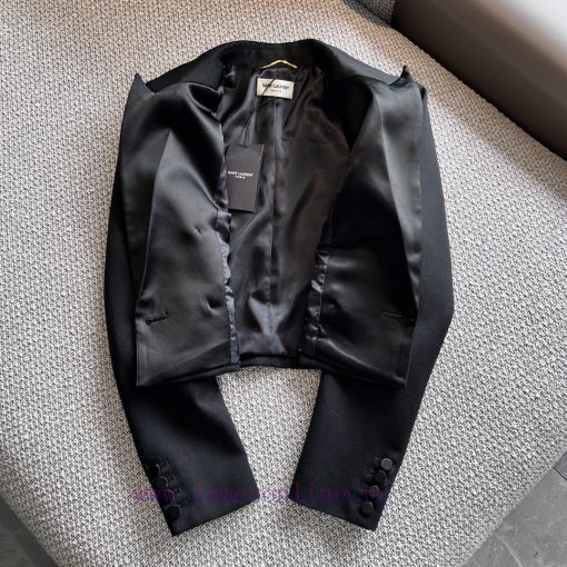 ZW60260 Saint Laurent 25Ss Early Spring New Black Wool Classic Lapel Casual Short Suit Jacket C cfgao98a - Image 3