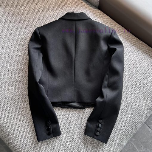 ZW60260 Saint Laurent 25Ss Early Spring New Black Wool Classic Lapel Casual Short Suit Jacket C cfgao98a - Image 4