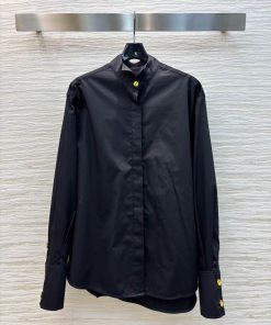 CC75586 Schiaparelli 25 Spring/Summer New Collection Stand Up Collar Gold Buckle Decorated Shir ukycaysi