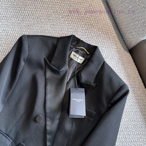 ZW60260 Saint Laurent 25Ss Early Spring New Black Wool Classic Lapel Casual Short Suit Jacket C cfgao98a - Image 5