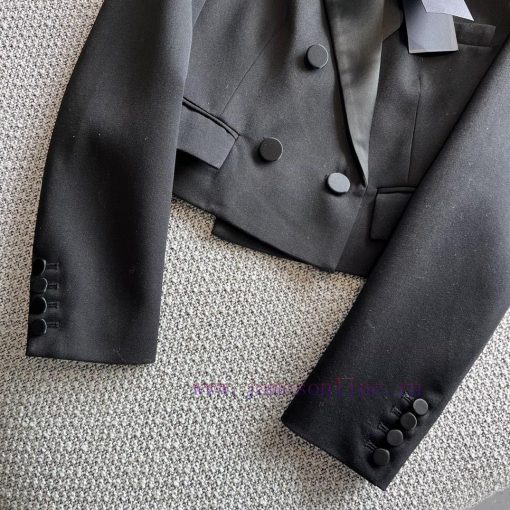 ZW60260 Saint Laurent 25Ss Early Spring New Black Wool Classic Lapel Casual Short Suit Jacket C cfgao98a - Image 6
