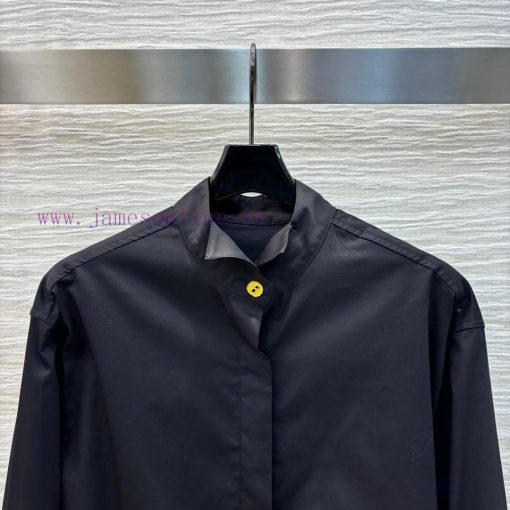 CC75586 Schiaparelli 25 Spring/Summer New Collection Stand Up Collar Gold Buckle Decorated Shir ukycaysi - Image 3