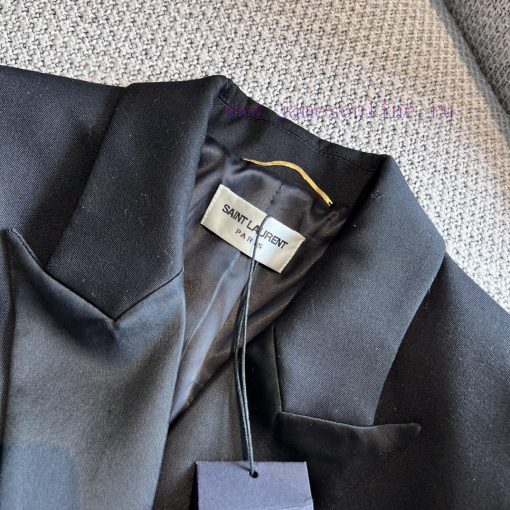 ZW60260 Saint Laurent 25Ss Early Spring New Black Wool Classic Lapel Casual Short Suit Jacket C cfgao98a - Image 7
