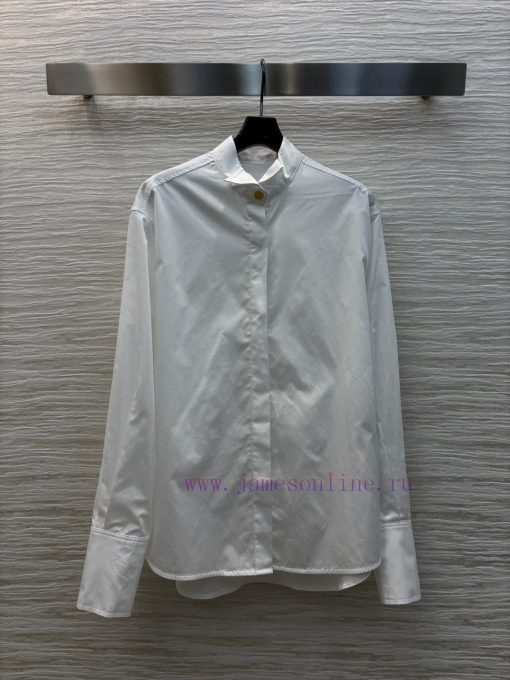 CC75586 Schiaparelli 25 Spring/Summer New Collection Stand Up Collar Gold Buckle Decorated Shir p57tphnx