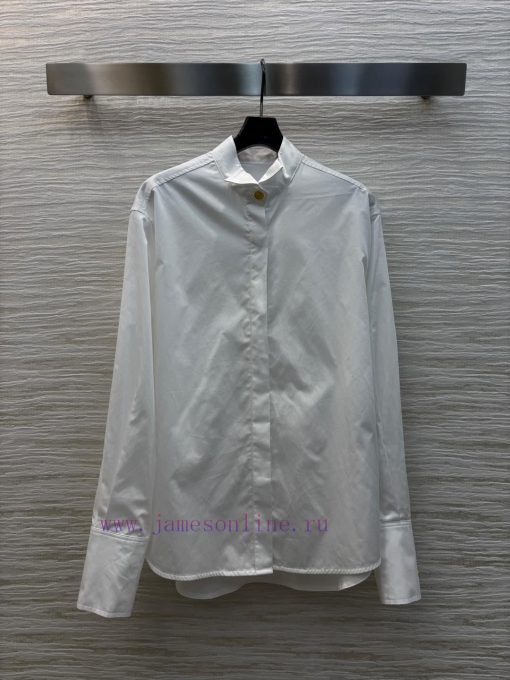 CC75586 Schiaparelli 25 Spring/Summer New Collection Stand Up Collar Gold Buckle Decorated Shir p57tphnx - Image 2