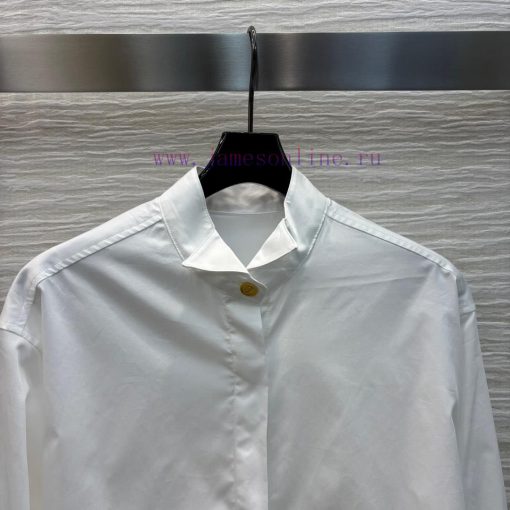 CC75586 Schiaparelli 25 Spring/Summer New Collection Stand Up Collar Gold Buckle Decorated Shir p57tphnx - Image 3