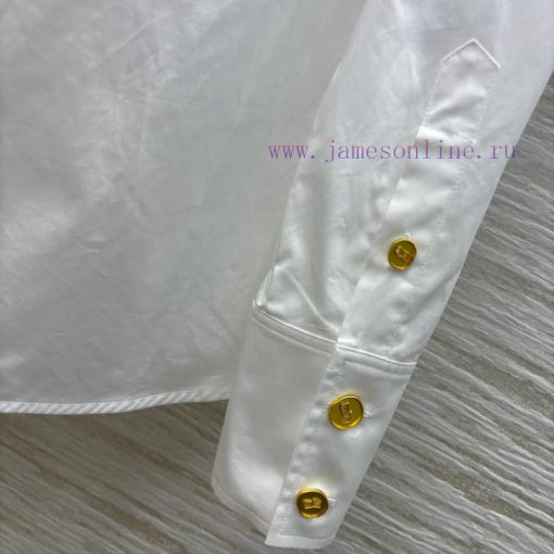 CC75586 Schiaparelli 25 Spring/Summer New Collection Stand Up Collar Gold Buckle Decorated Shir p57tphnx - Image 8